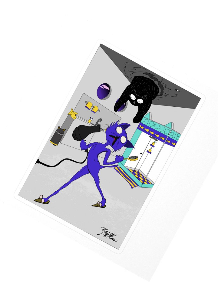 Sticker: Ceiling thoughts of a cat product image (2)