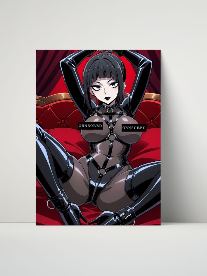 Metal Print - Luna Rain Original Character Black Harness Red Room - 8x10 product image (1)