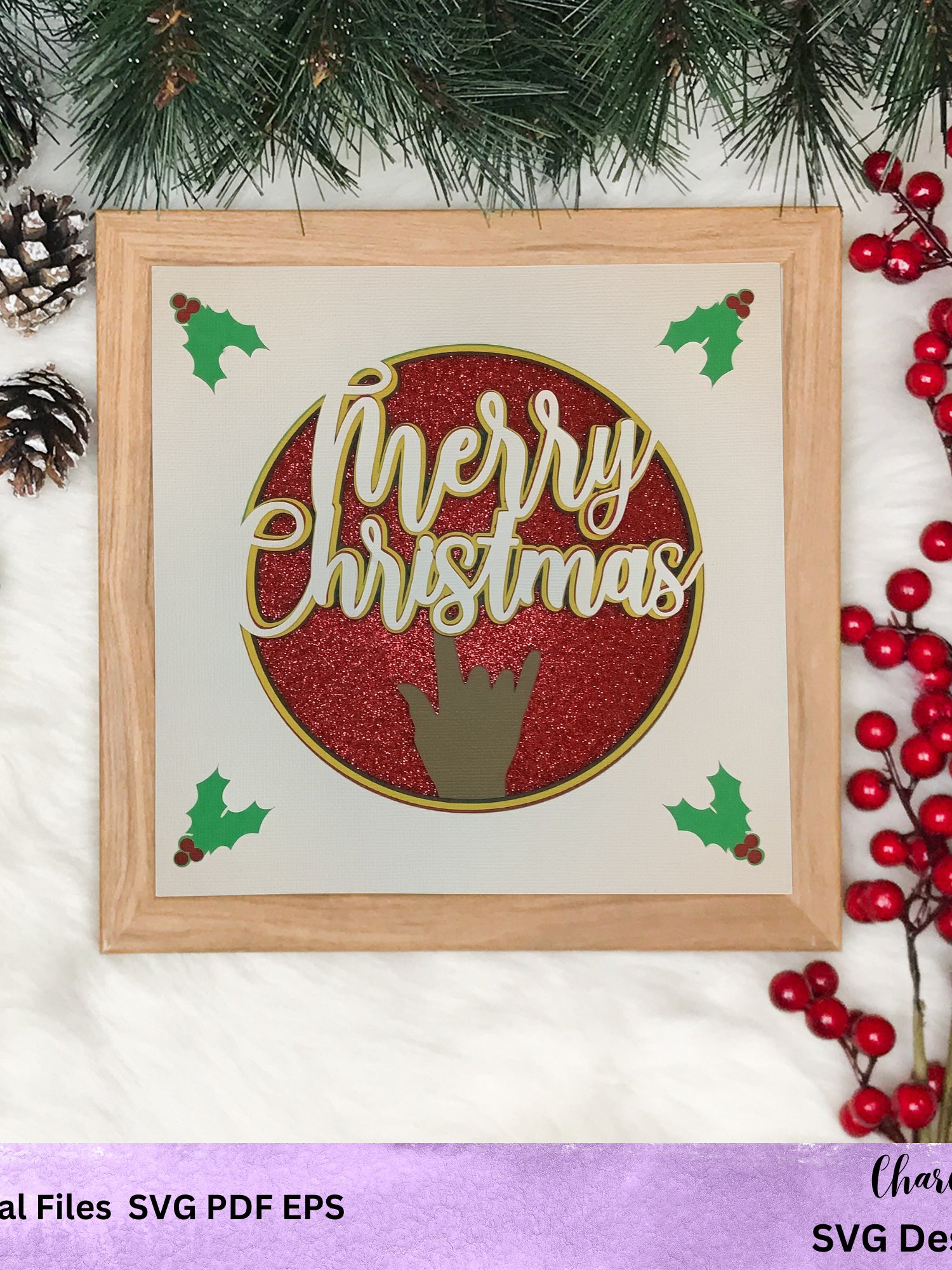 3D ASL Merry Christmas SVG Layered Shadow Box Design product image (6)