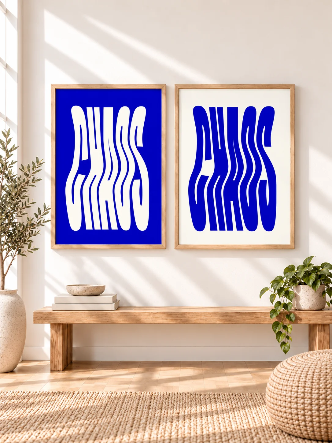 CHAOS Wavy Typography Poster Blue Printable Wall Art Retro Y2K Digital Download Trendy Dorm Decor Abstract Statement Print product image (1)