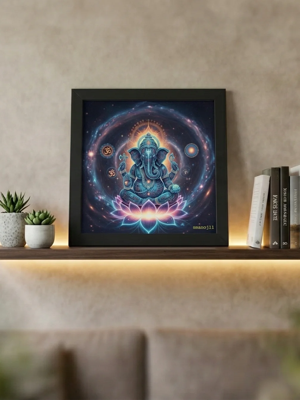 Cosmic Ganapati – Neon Nebula Ganesha Art product image (8)