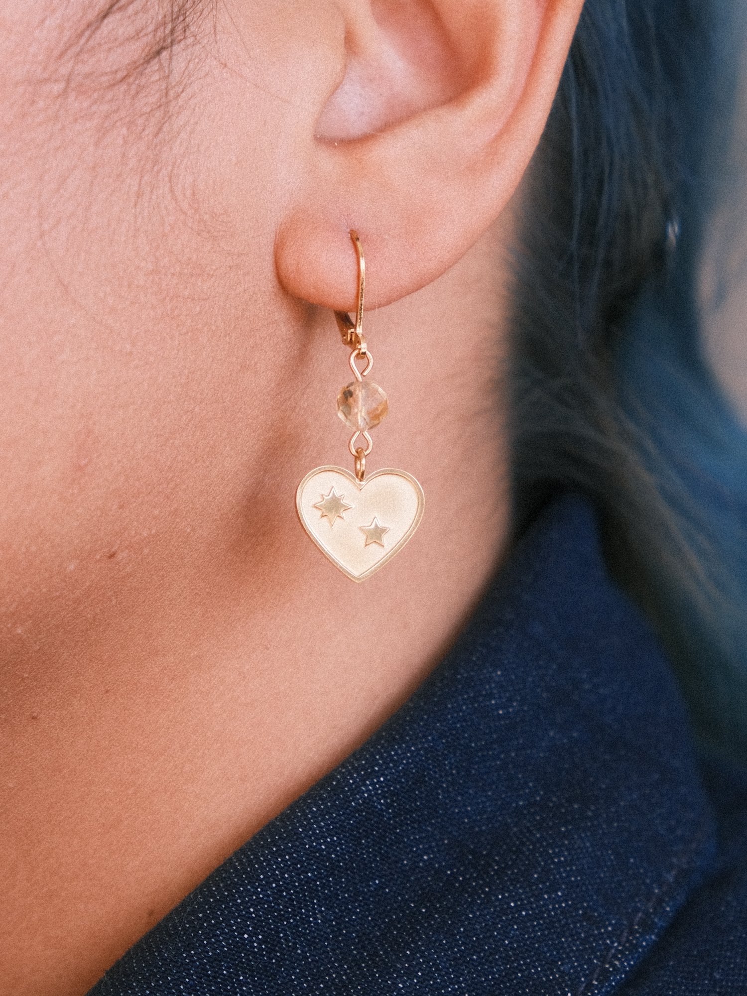 Starry heart - Citrine earrings 💖 product image (5)
