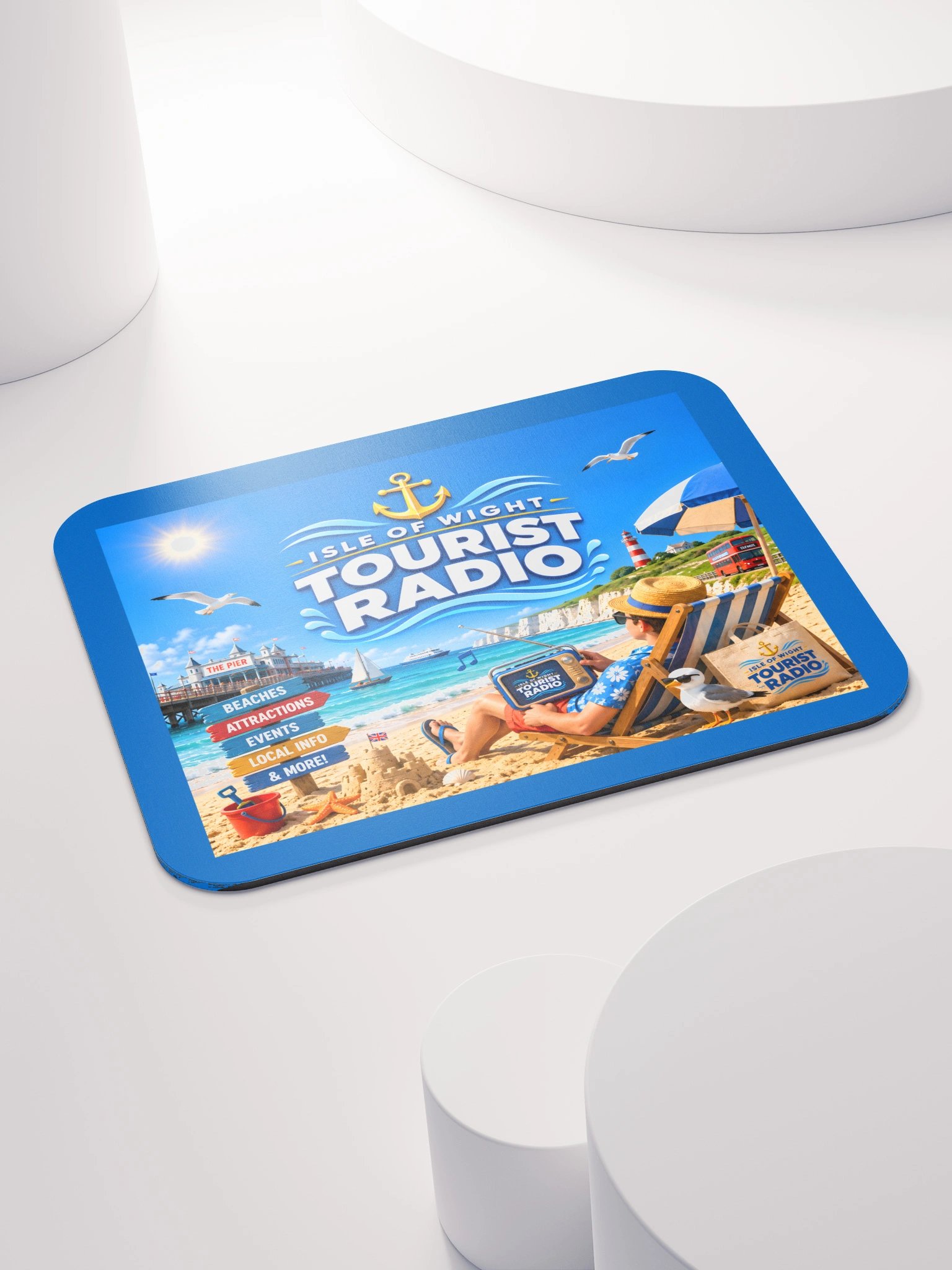 Isle of Wight Tourist Radio Beach Scene Mouse Mat product image (4)