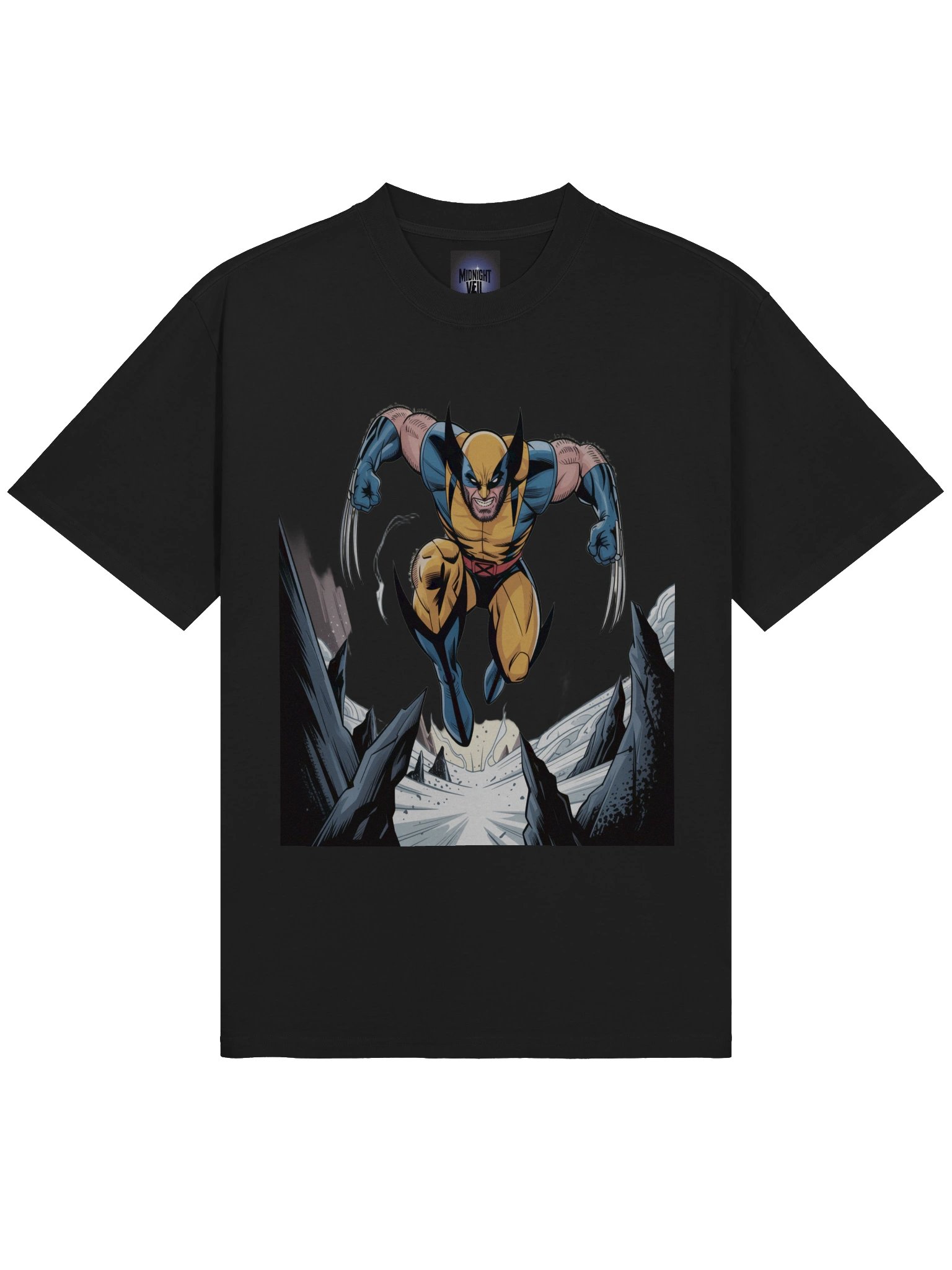 Frostfang Leap: Wolverine Icy Ambush Oversized Faded T-Shirt product image (5)