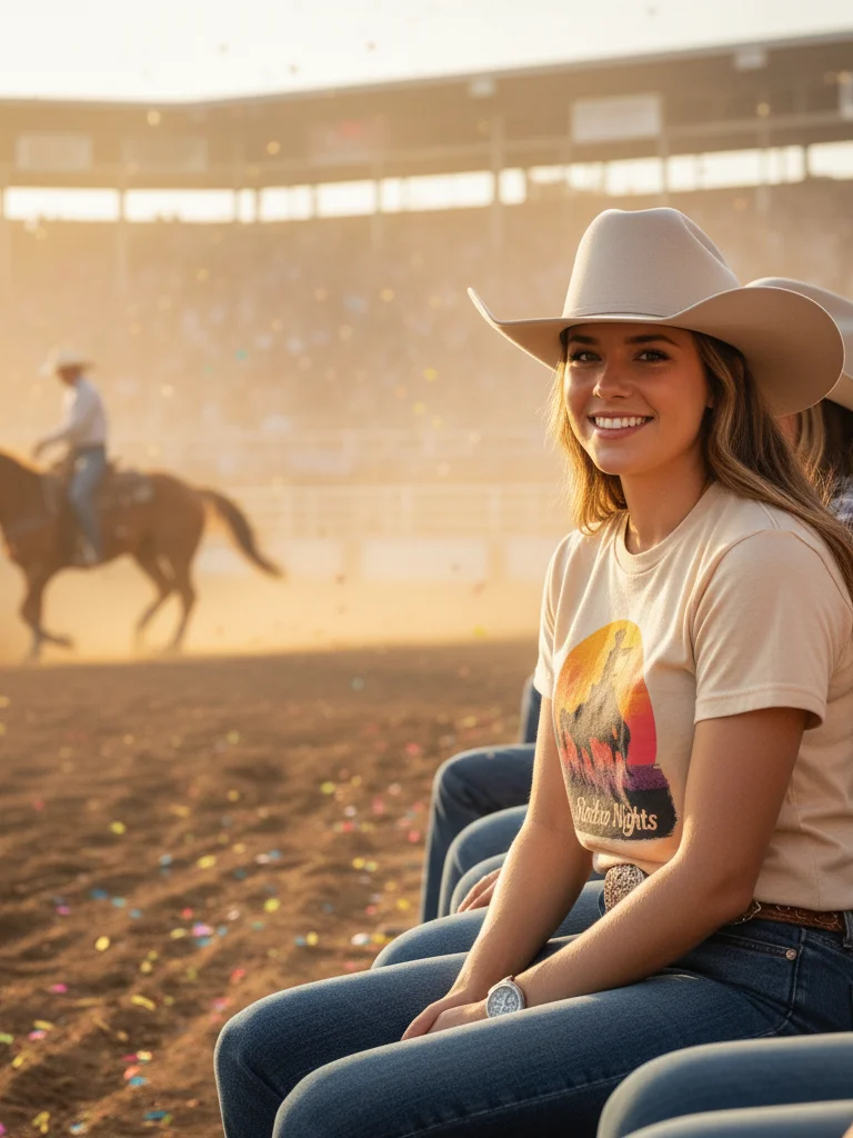 Rodeo Nights Vintage Western T-Shirt - Cowboy Horse Silhouette Sunset Tee for Country Lovers & Rodeo Fans product image (10)