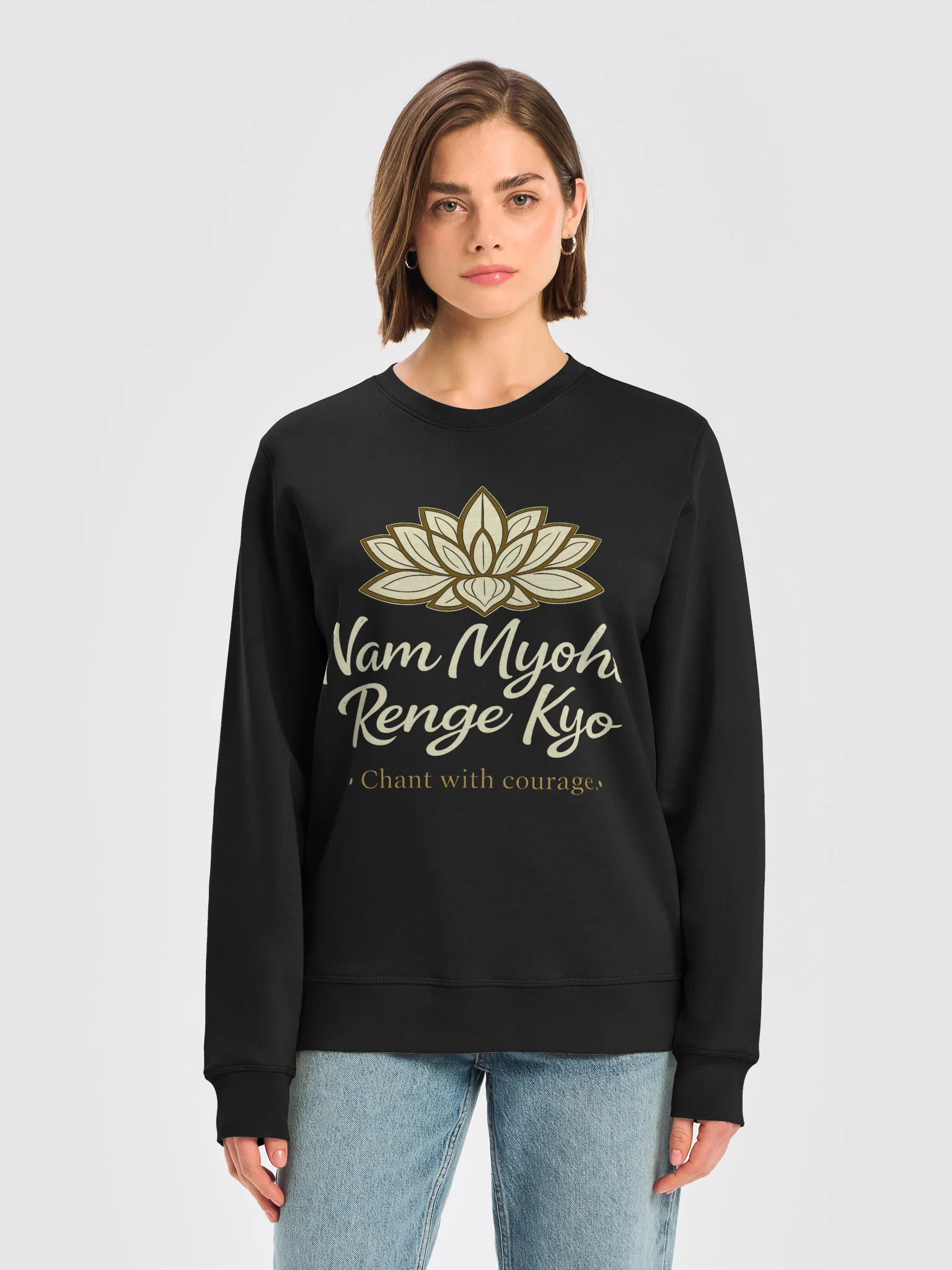 Gold Lotus Chant Sweatshirt — Nam Myoho Renge Kyo product image (9)