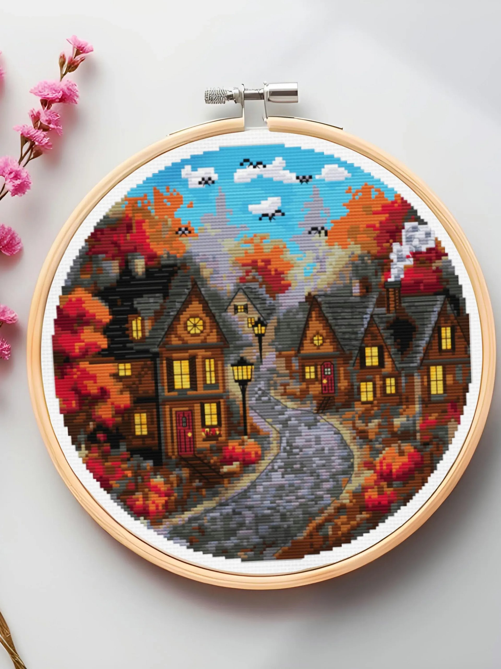 Autumn Village Cross Stitch Pattern product image (6)