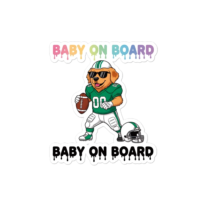 Funny Dog Football Baby on Board Sticker - 5x5 Weatherproof Vinyl Car Decal - Cute Sporty Dog Tailgate Decor - Premium Outdoor Grade Safety Sign for SUVs & Jeeps product image (1)