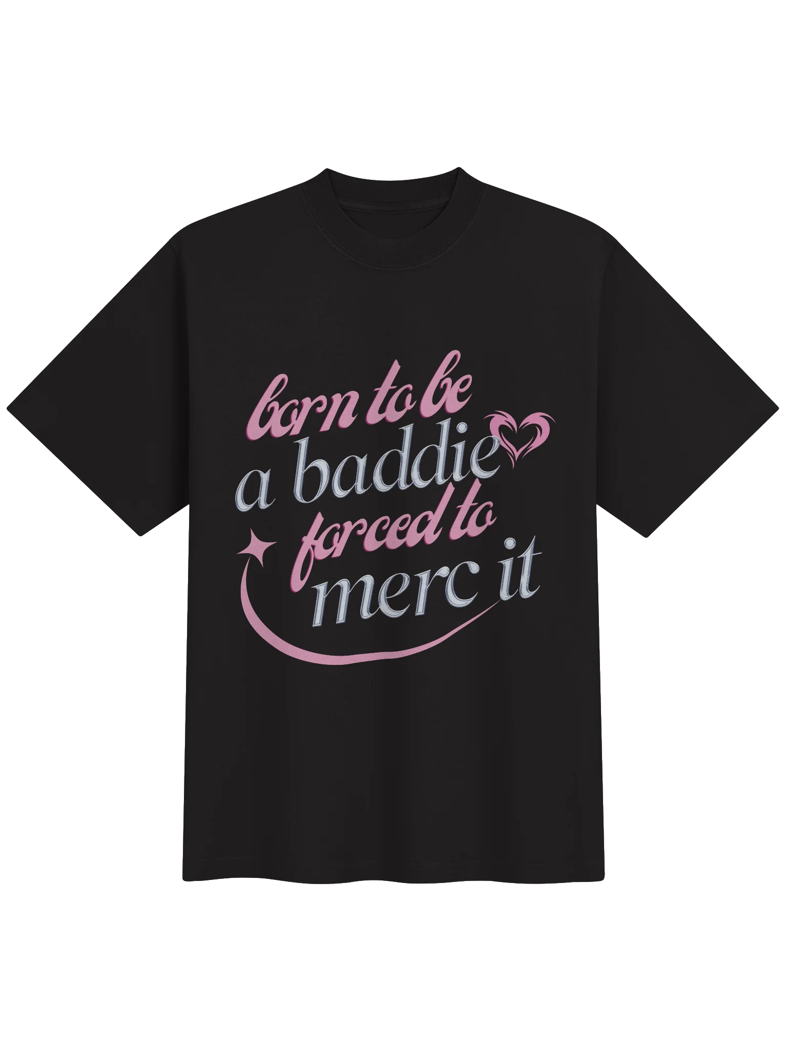 born to be a baddie, forced to merc it - oversized boxy tee (merc x riftbaddies) product image (1)