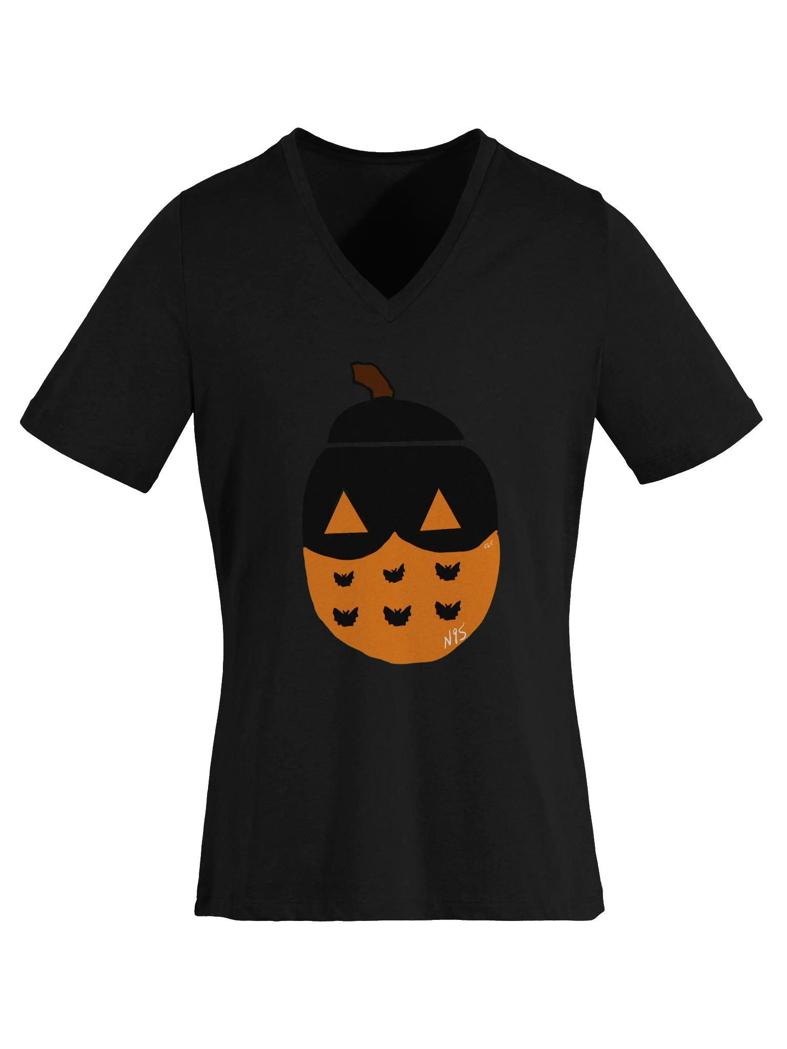 Mask-O-Lantern v-neck tee (orange mask) product image (6)