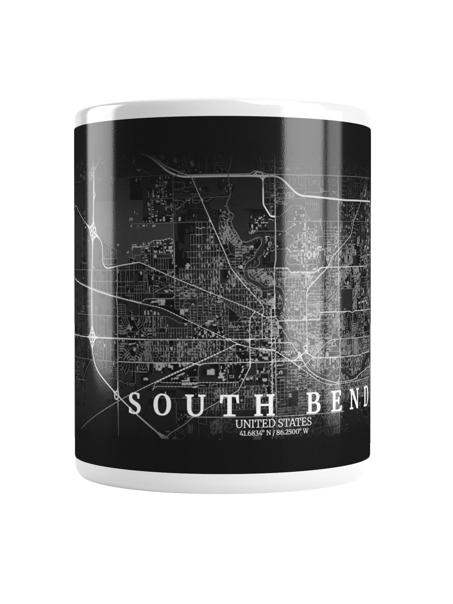 South Bend, IN Noir Map Mug product image (1)