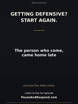 “I'm getting defensive. Let me start that answer again.” You don't have to feel perfectly calm to notice your tone and interrupt a response you recognize. That small reset gives you a chance to answer more thoughtfully. Save this for the next difficult conversation. Listen to the full Pause & Respond episode at: https://f.mtr.cool/bwqvi104j0 #PauseAndRespond #Defensiveness #EmotionalControl #CommunicationSkills https://f.mtr.cool/s3a38l9zia