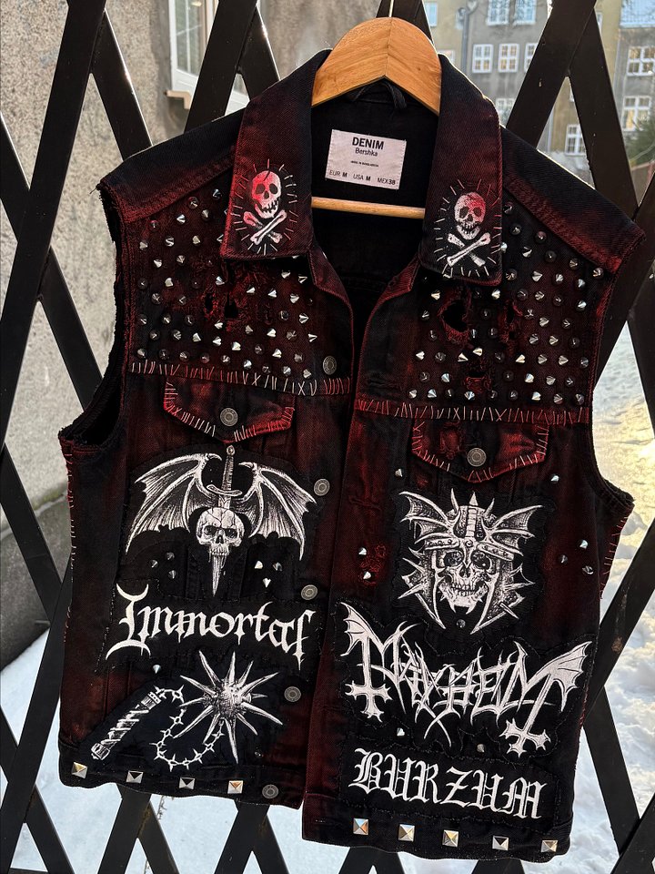 1 of 1 Hand-Painted "Black Metal" Battle Vest (Darkthrone / Mayhem / Immortal) product image (1)