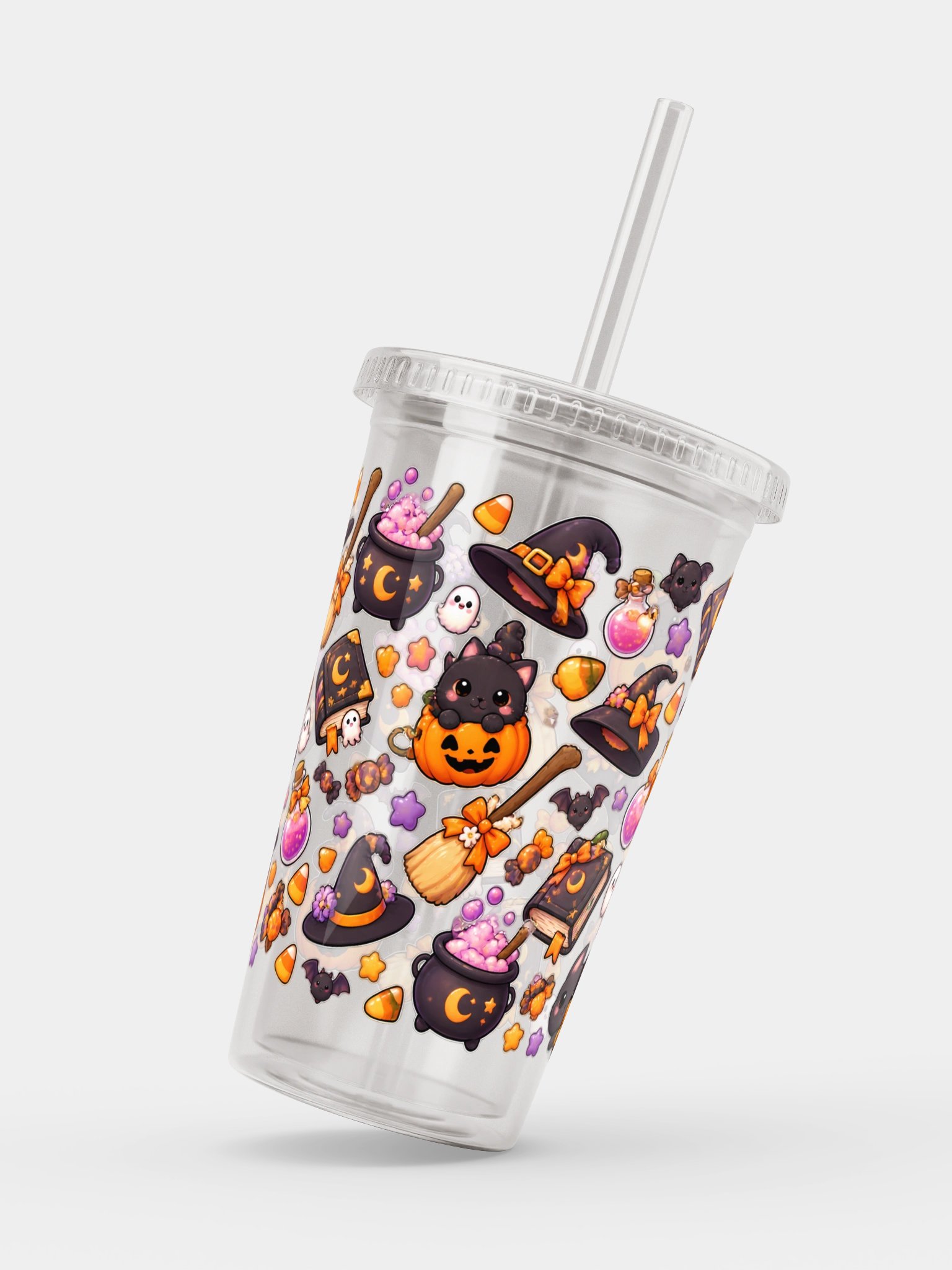 Cute Witch Vibes Clear Dual Wall Tumbler 16 Oz (473 ml) product image (2)