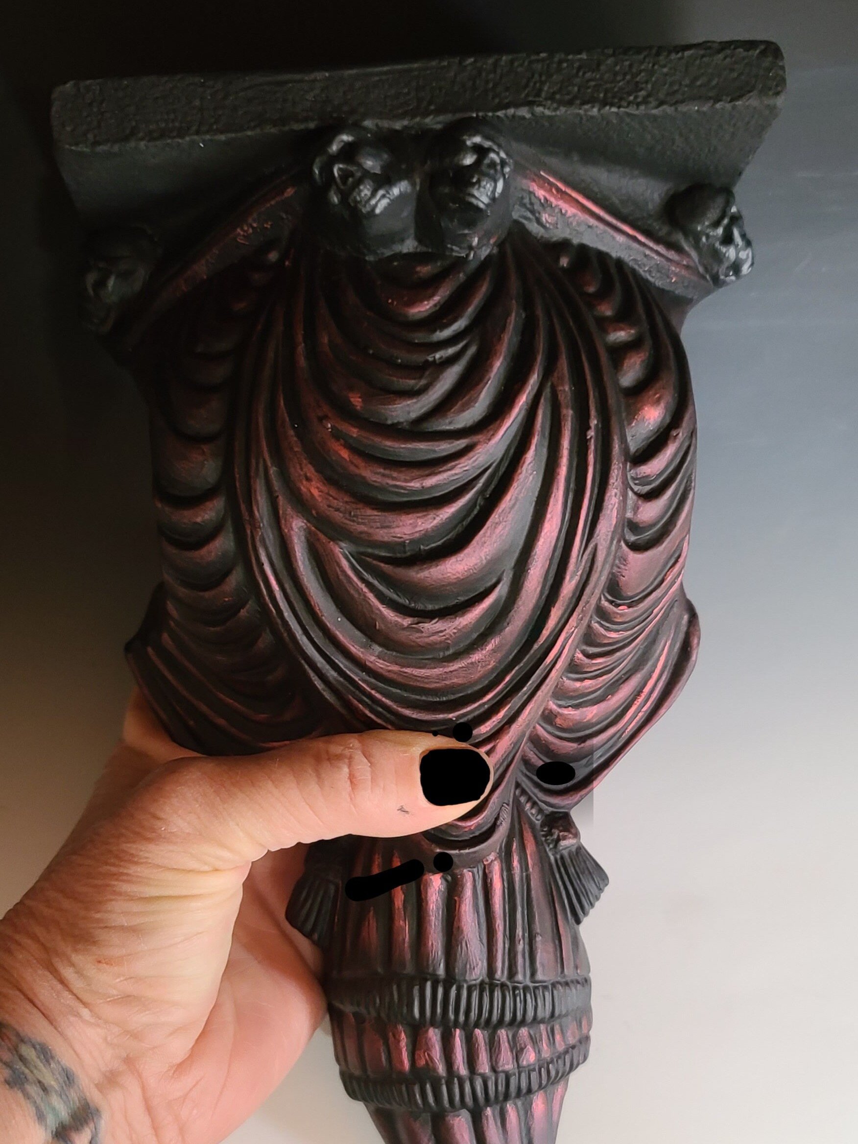 Curtain rod holders. Set of drapery rod ends, Skull product image (2)