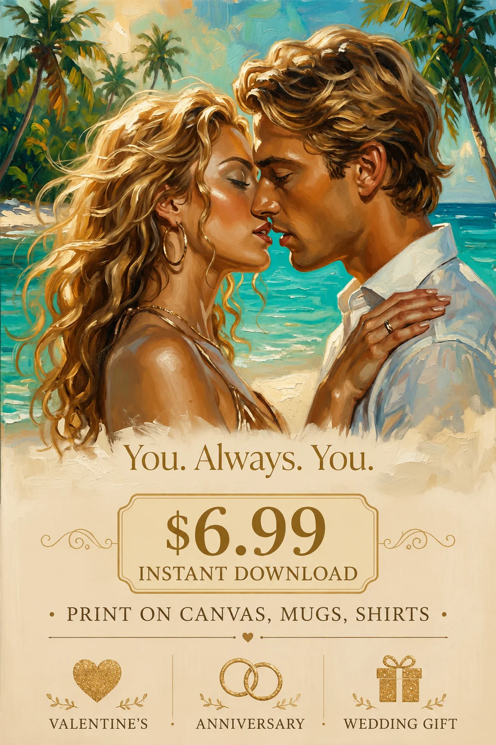 You Always You Romantic Beach Couple Art $6.99 product image (1)