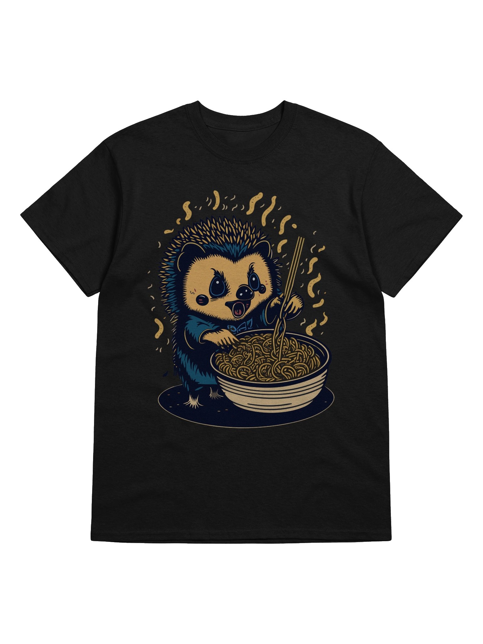 Whimsical Noodle-Loving Hedgehog T-Shirt product image (49)