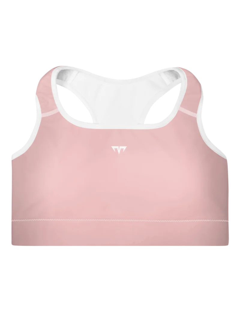 Women's Activewear - Padded Sports Bra Baby Pink/White - Printed White Logo product image (1)