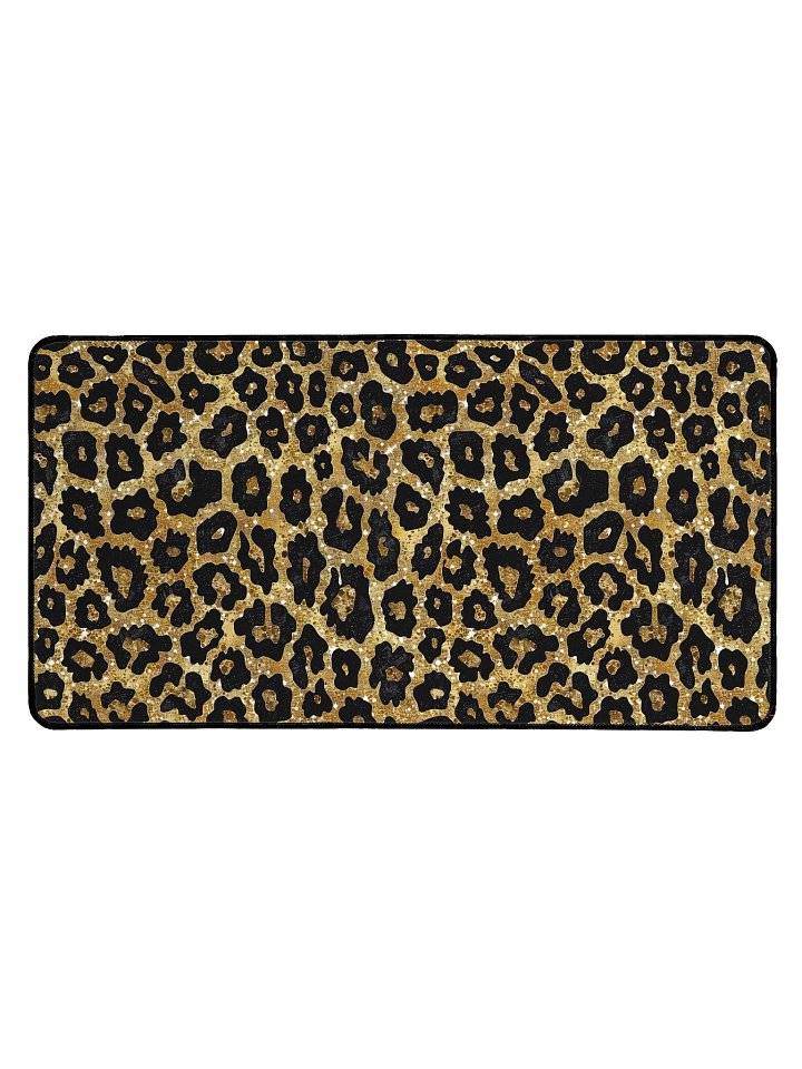 Elegant Black and Gold Leopard Print Desk Mat for Workspace product image (1)