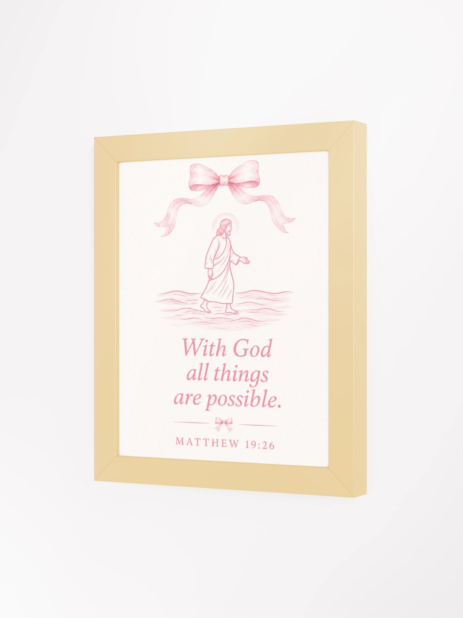 With God All Things Are Possible Matthew 19:26 | Pink Coquette Framed Christian Wall Art product image (3)
