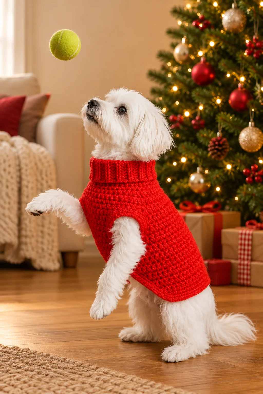 Crochet Dog Sweater PDF Pattern | Red Turtleneck Dog Coat | DIY Crochet Pattern for Small Dogs product image (3)