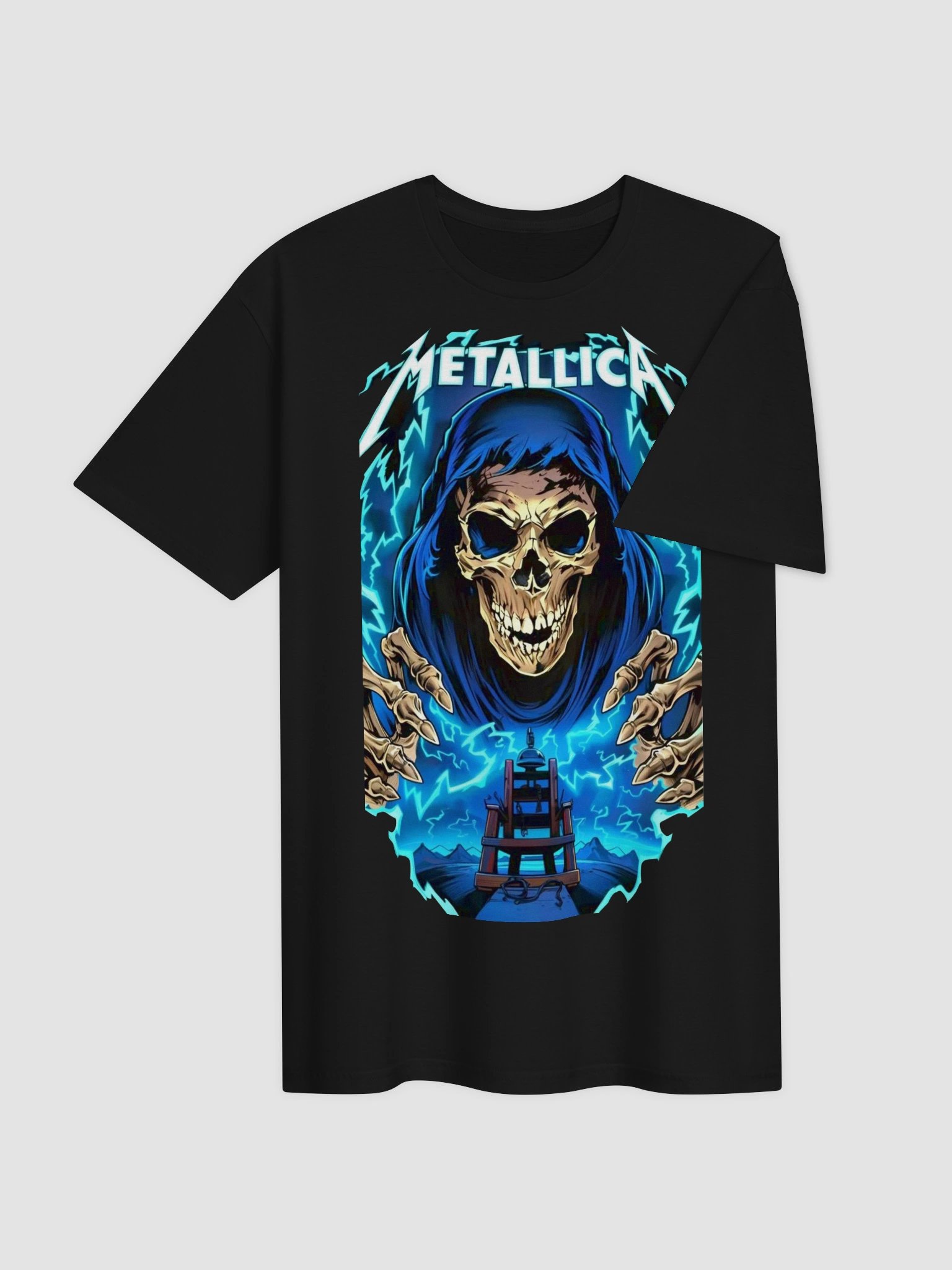 Metallica Ride the Lightning T-Shirt | Electric Chair Grim Reaper Graphic | Thrash Metal Album Icon Tee product image (3)