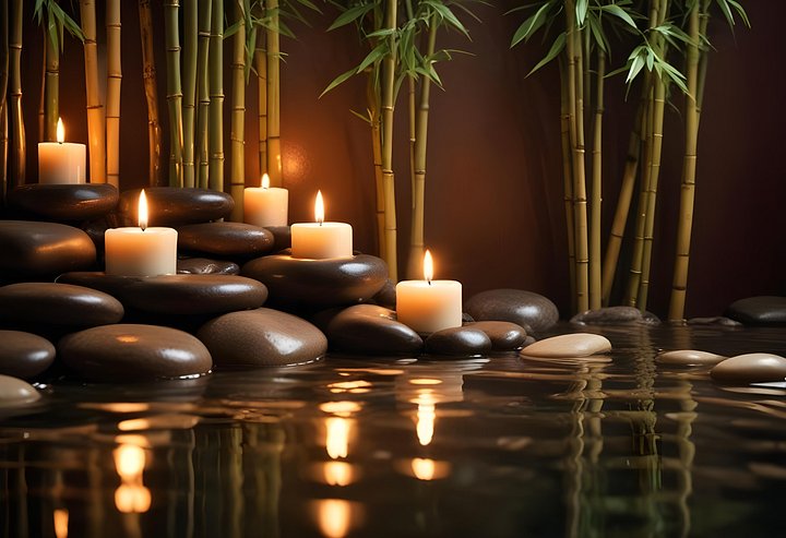 Zen Spa Scene with Candles and Stones, JPG product image (1)