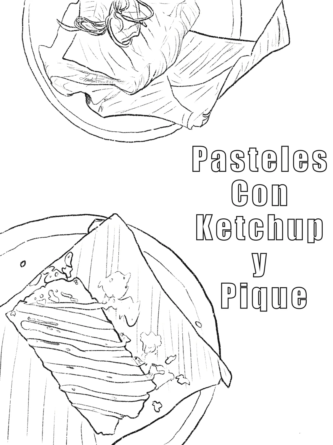 Free Coloring Page; Pasteles con Ketchup y Pique product image (1)