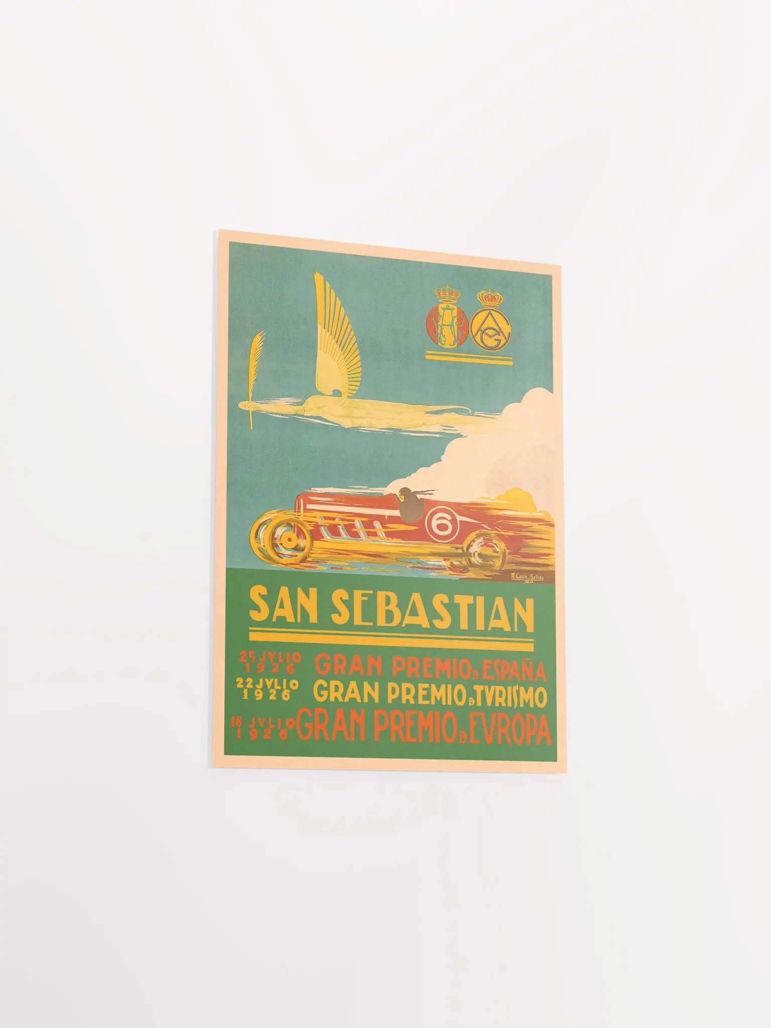 San Sebastian Vintage F1 Grand Prix, 1926 poster — Vintage Formula 1 poster, Monaco Grand Prix poster, retro travel poster, retro travel art product image (8)