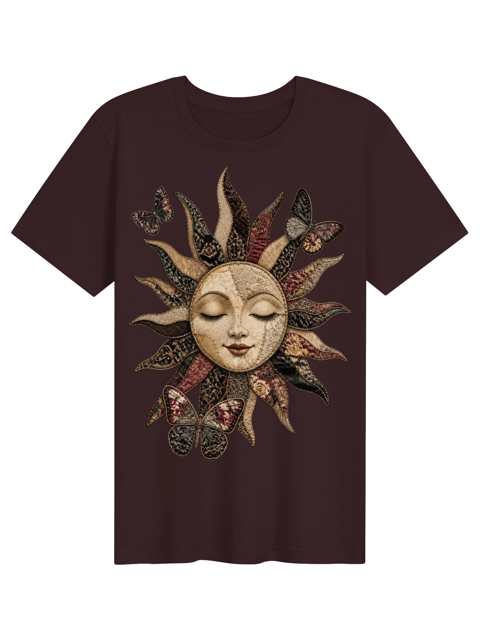 Moody Celestial Tee, Faux Patchwork Sun and Butterfly product image (2)