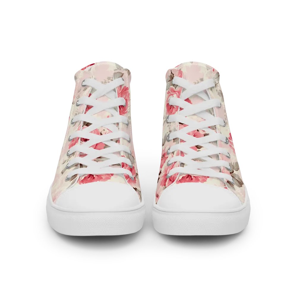Women's Pink Floral High Top Canvas Shoes product image (12)