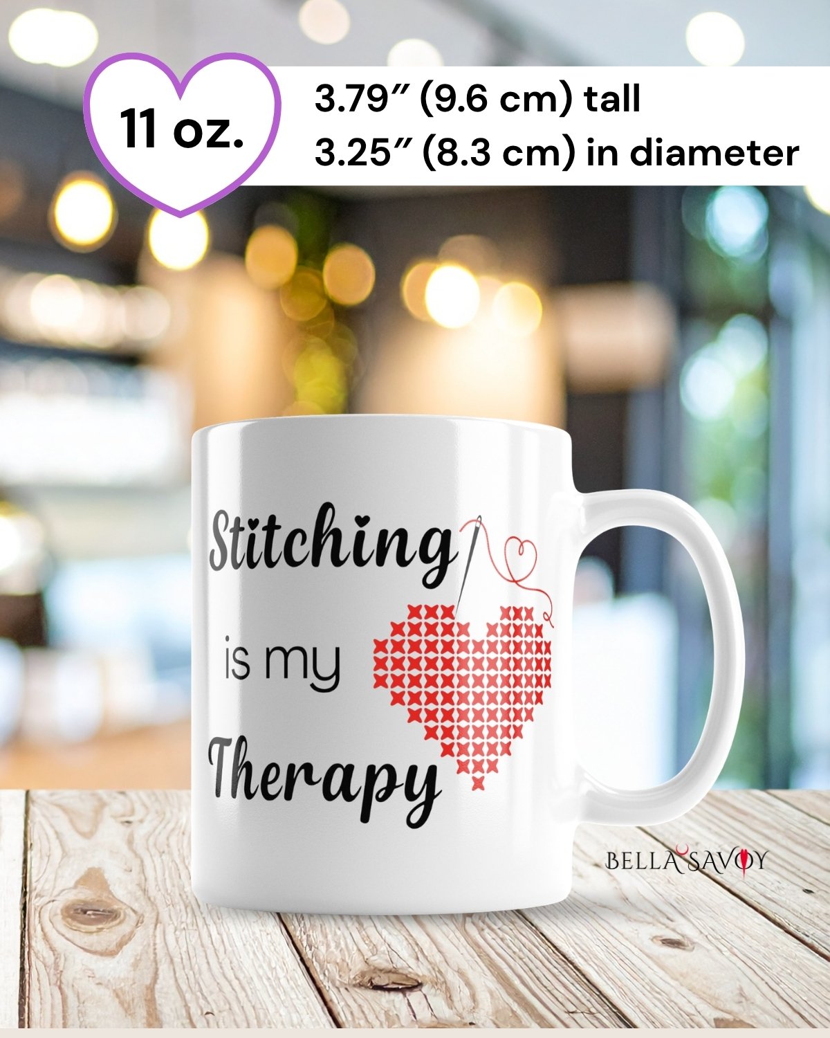 Stitching is my Therapy Cross Stitch Coffee Mug product image (3)