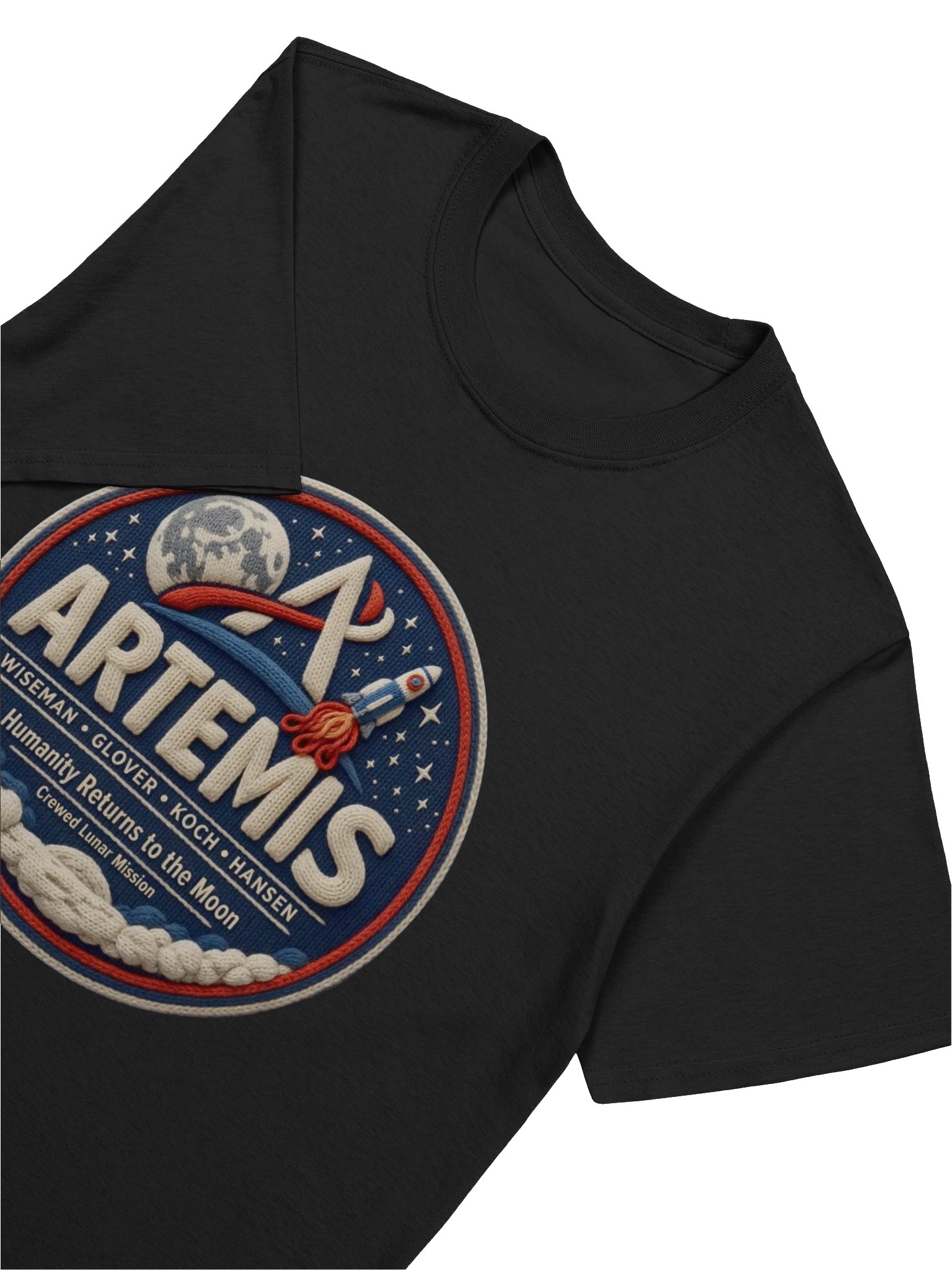 Artemis 2 Mission Faux Embroidery Lunar Patch NASA Shirt product image (5)