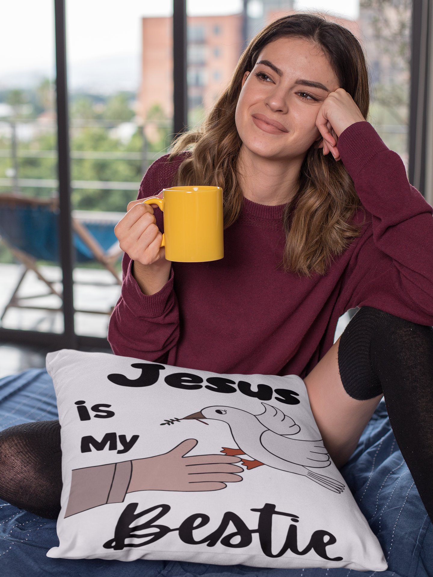"Jesus Is My Bestie" Hopeful Wings All-Over Print Pillow product image (1)