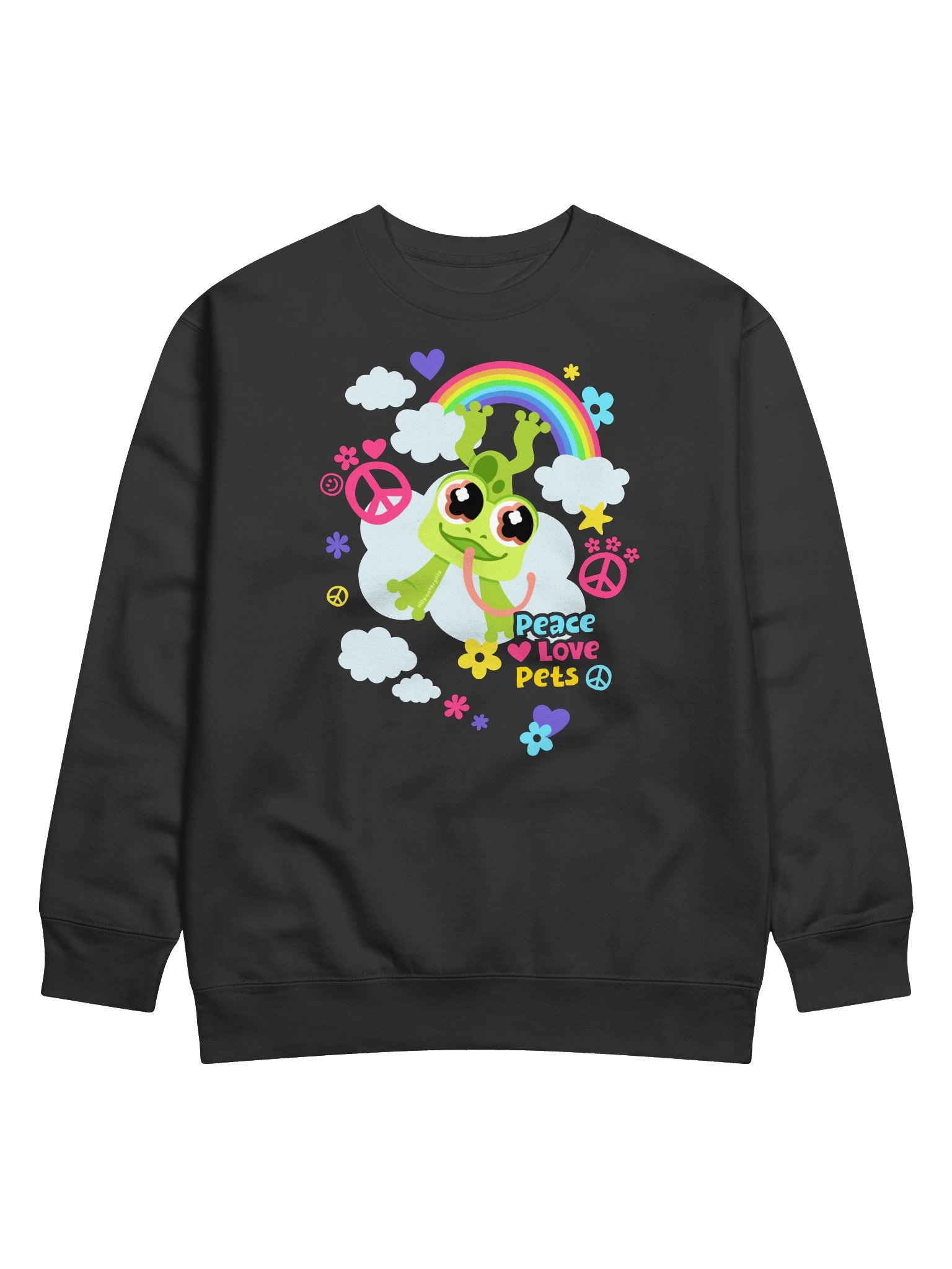 Peace Love Froggy Sweatshirt (dark) product image (1)