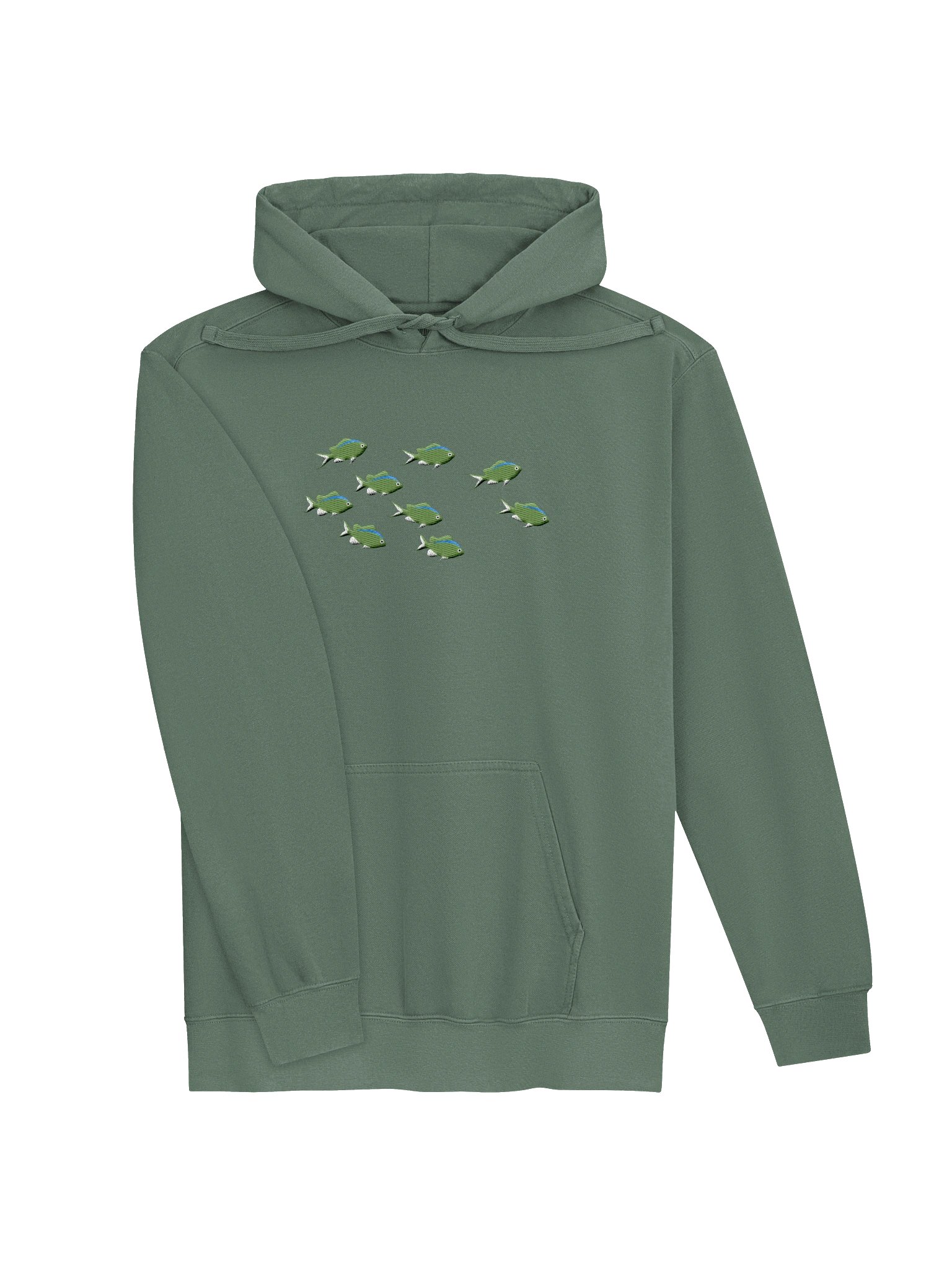 A School of Green Chromis Embroidered Premium Hoodie | Saltwater Reef Aquarium Fish & Marine Life Apparel product image (6)