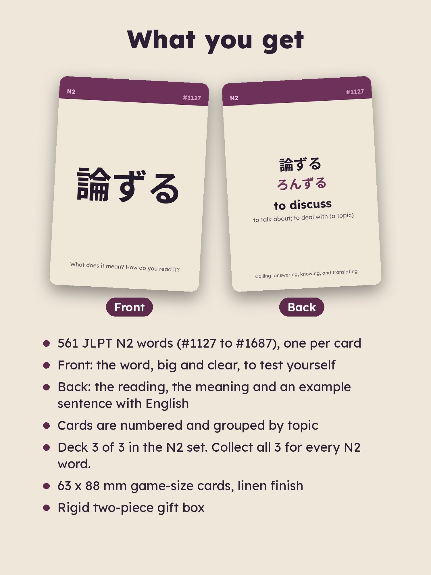 Japanese Flash Cards: JLPT N2 Vocabulary Deck 3 of 3, Words 1127 to 1687 (zombie.cat) product image (2)