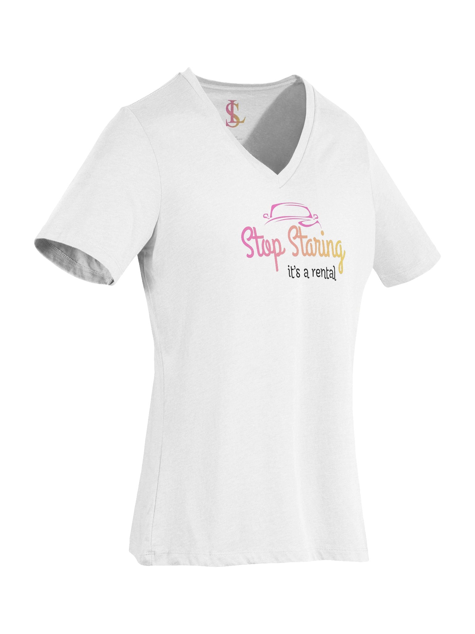Stop Staring, It’s a Rental – Women’s V-Neck Graphic Tee product image (5)