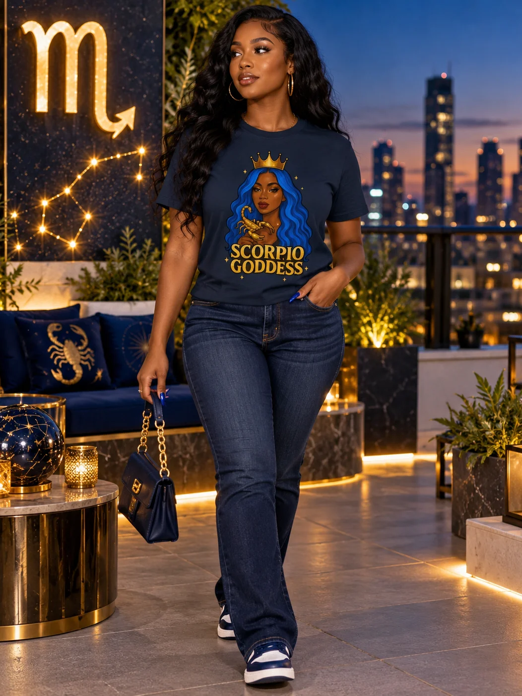 Scorpio Goddess Blue Hair Graphic Tee | Scorpio Zodiac T-Shirt | Astrology Birthday Gift product image (6)