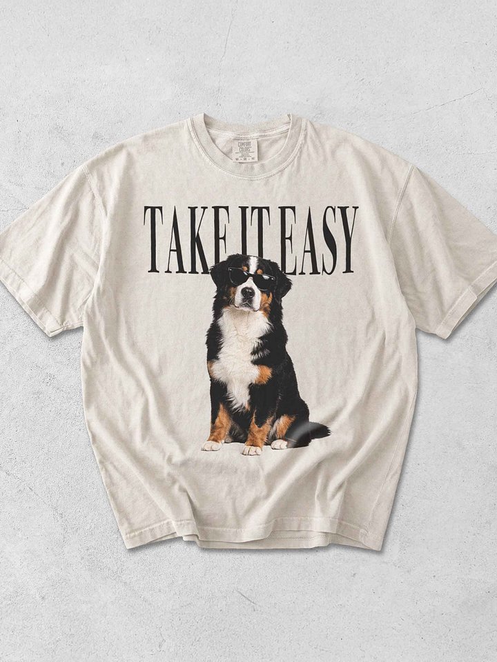 Take It Easy '90s Pop Vintage-Style T-Shirt for Bernese Mountain Dog Lovers product image (1)