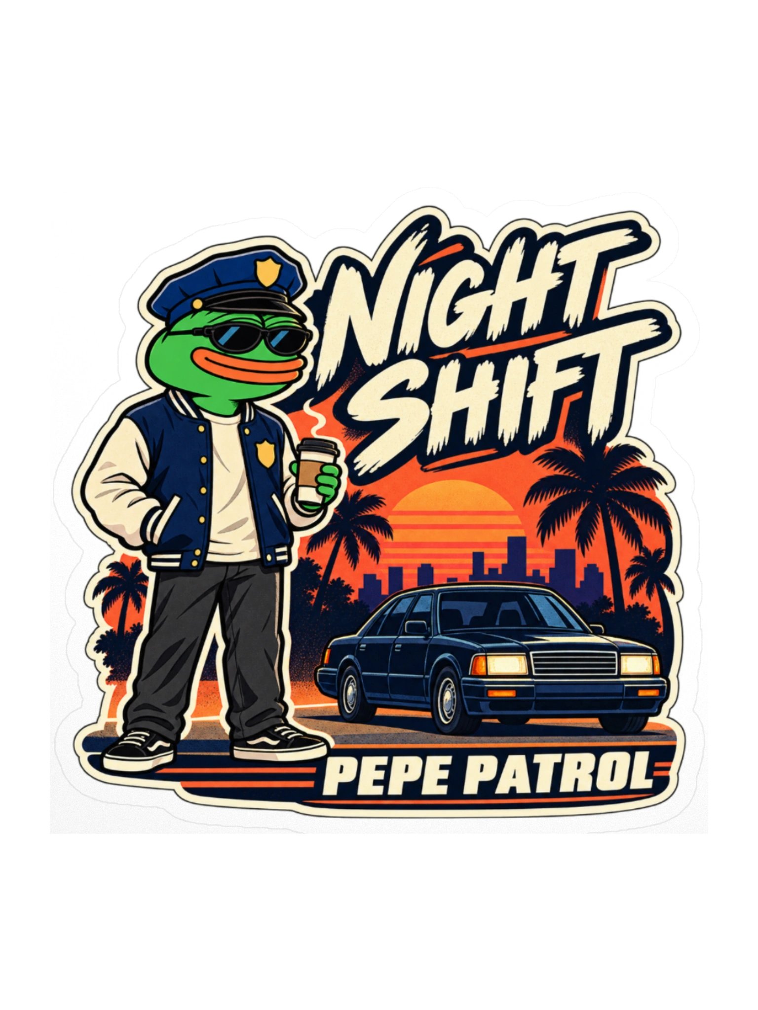 Night Shift Varsity Art Sticker product image (1)