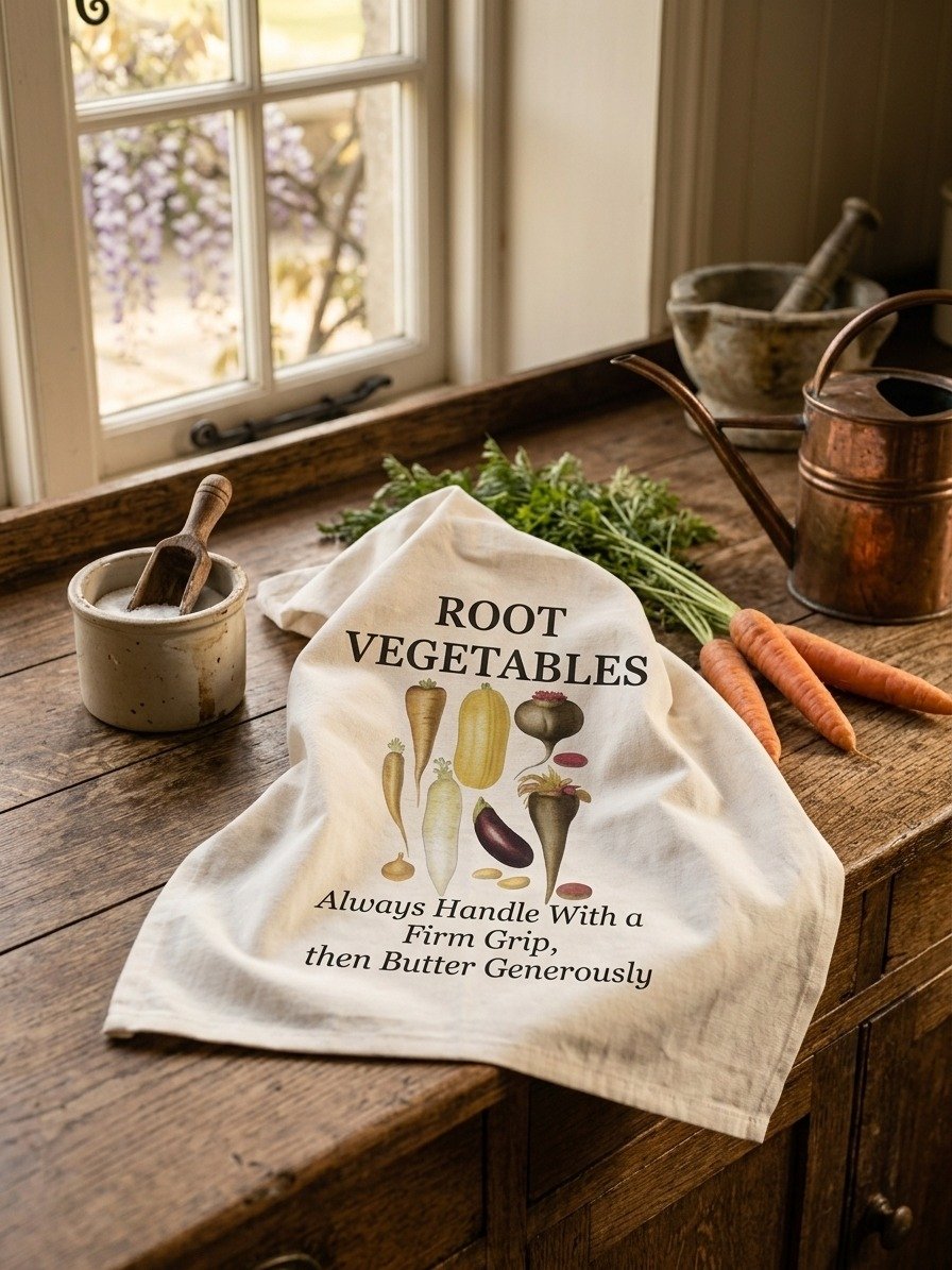 The "Root Vegetables" Botanical Tea Towel product image (2)
