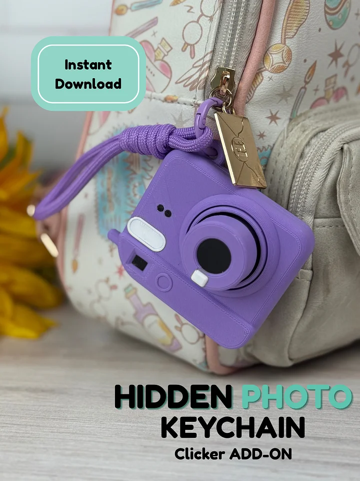 Clicker Add-On for Mini Camera Keychain STL Photo Reveal Keychain 3D File Interactive Mechanism Unique Gift Idea 3MF Digital Clicker Only product image (1)