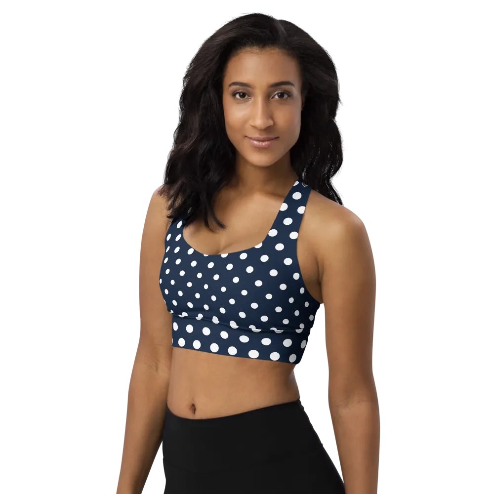 White/Navy Polka Dots Sports Bra product image (11)