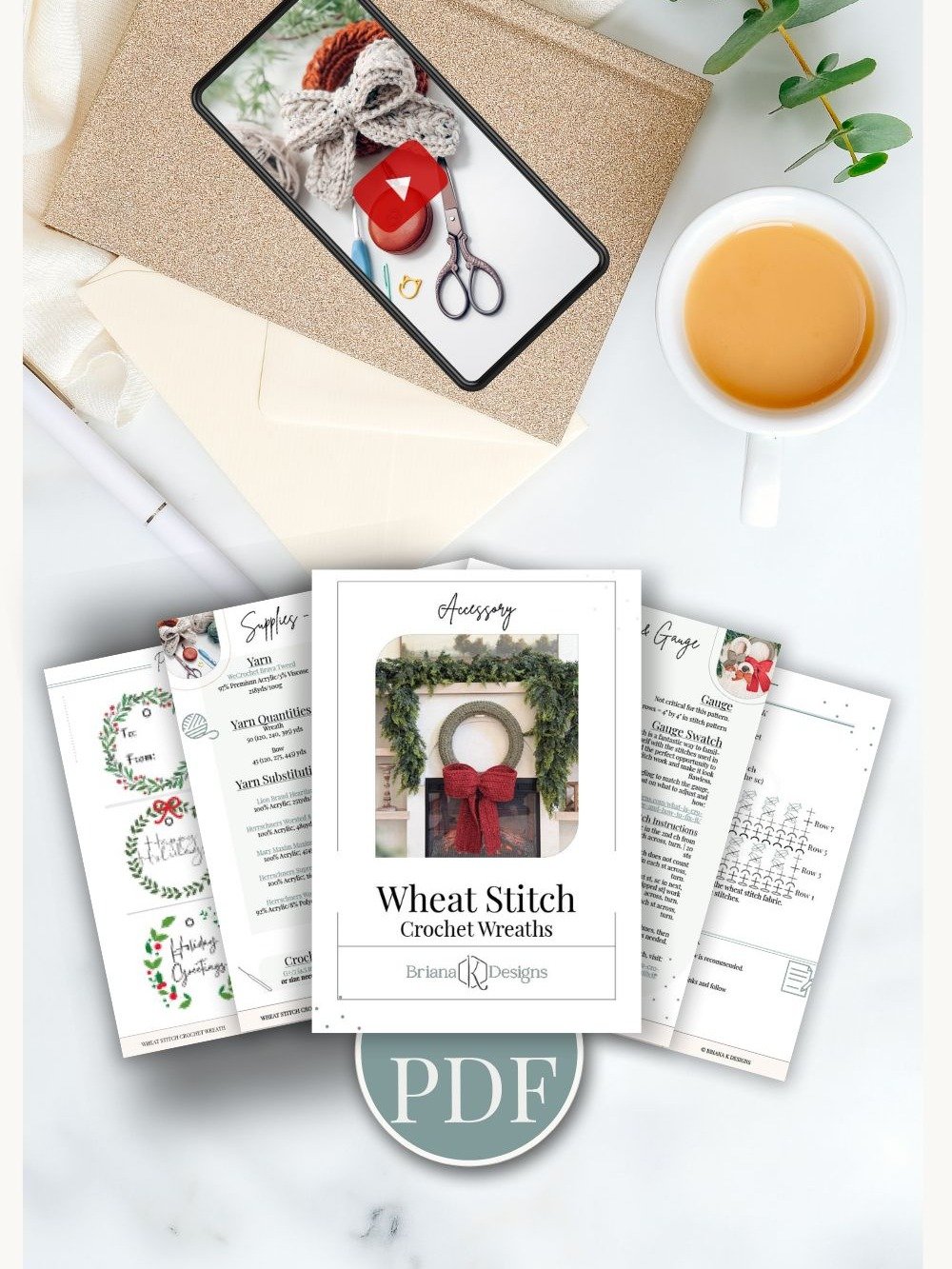 🎄🔔 Wheat Stitch™ Holiday Decor Bundle: Ornament, Wreath & Tree Crochet Patterns product image (5)