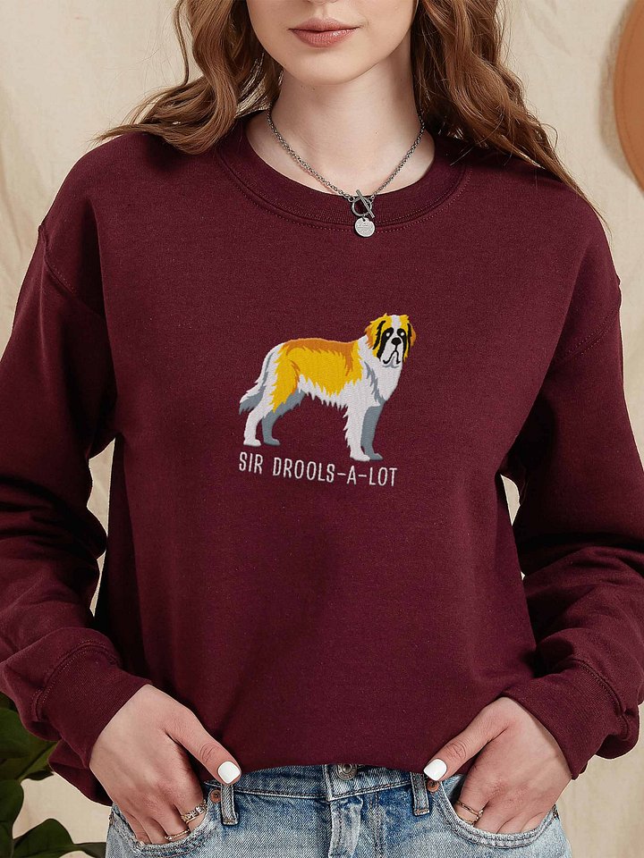 Sir Drools-A-Lot Sweatshirt (Embroidered) of a Saint Bernard(Lemon & White) product image (2)