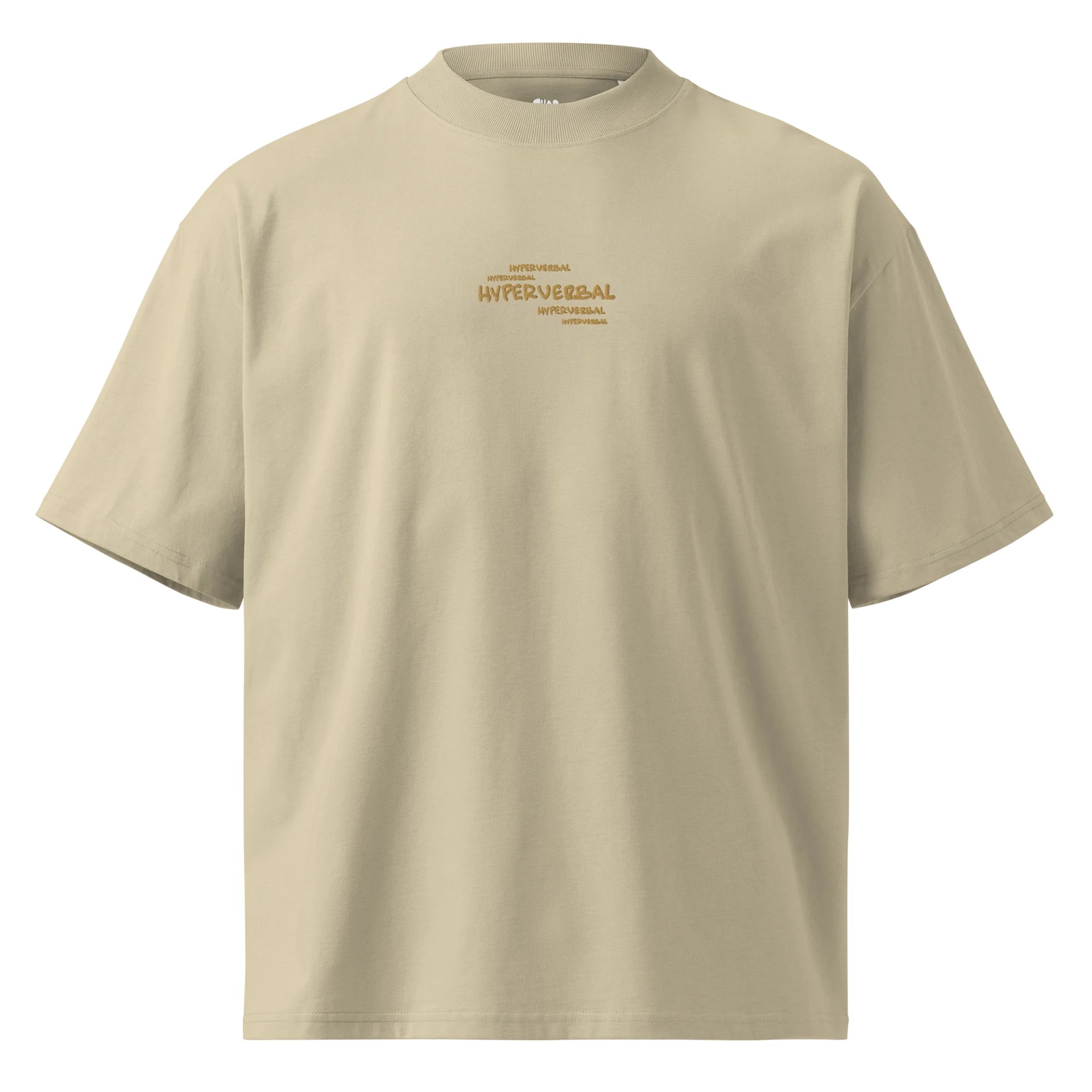 HYPERVERBAL (handwritten) duotone gold unisex boxy tee product image (1)