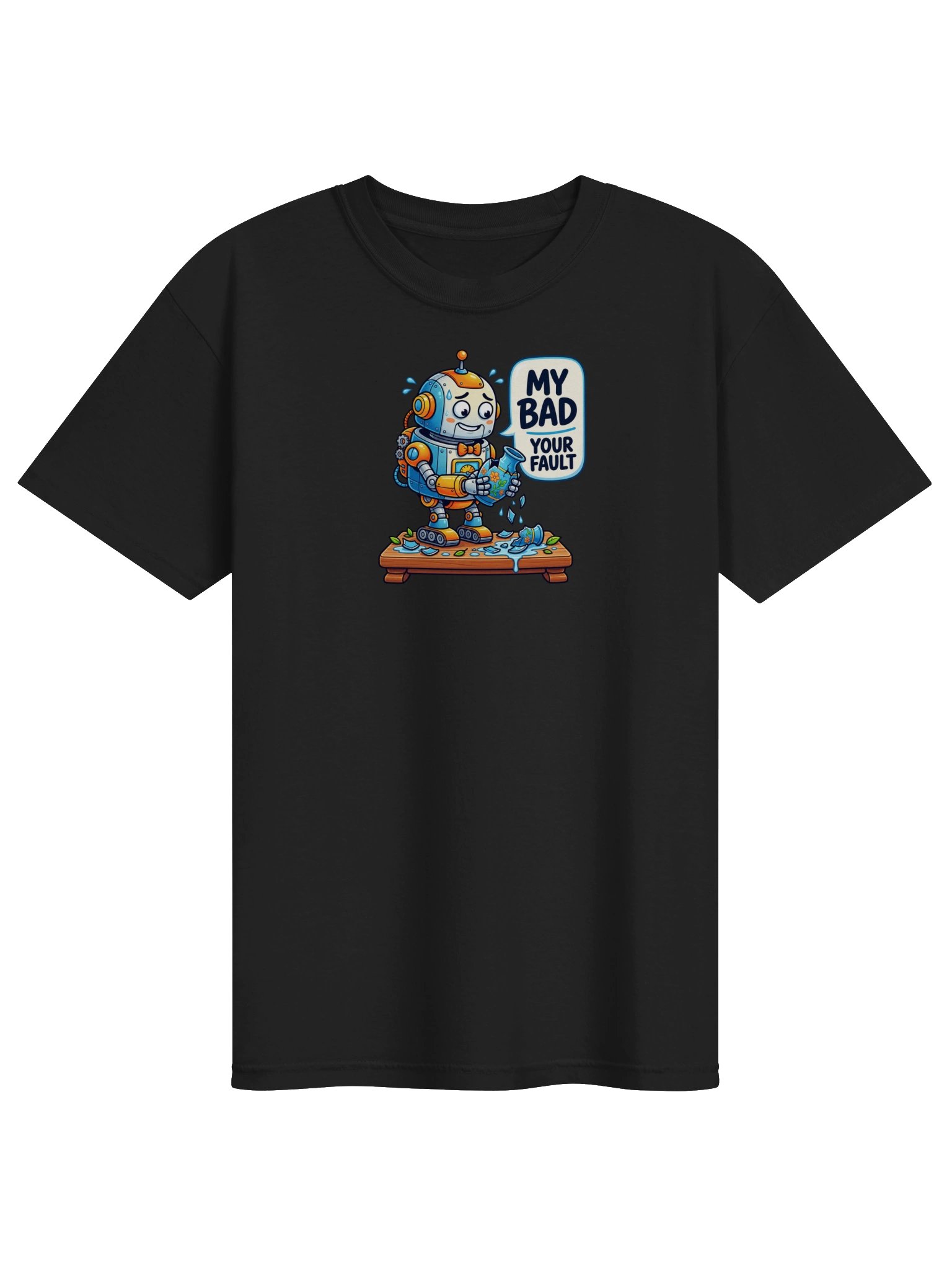 My Bad Your Fault Robot Graphic T-Shirt product image (1)