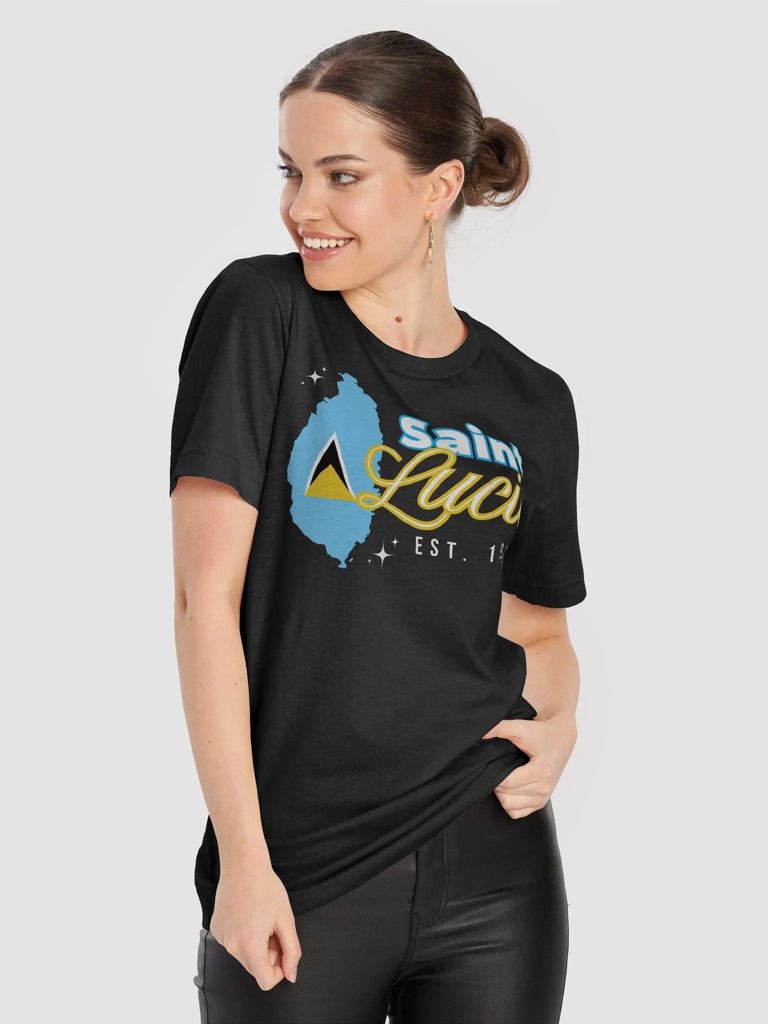 Saint Lucia Flag Outline T-Shirt product image (22)