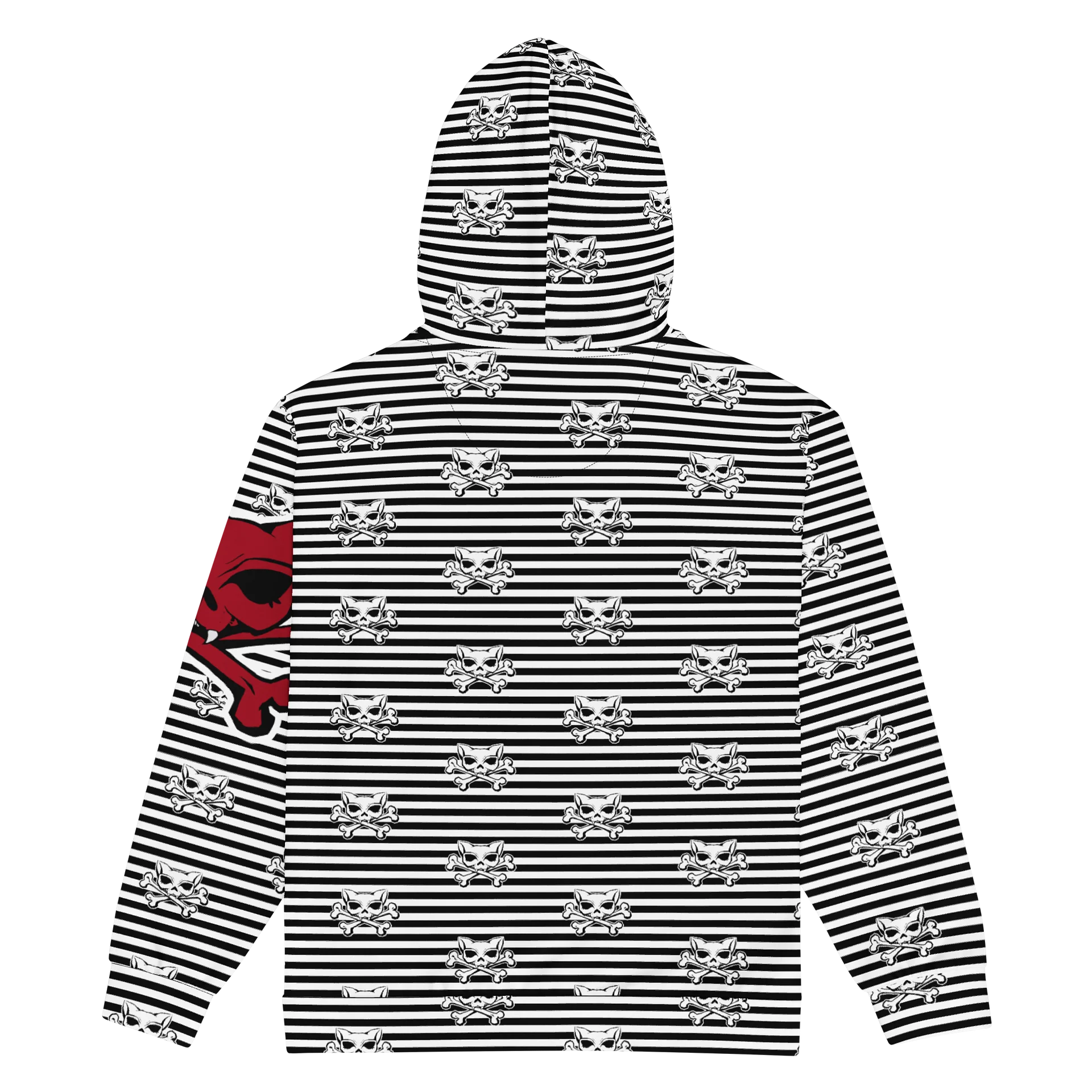 Blaque and White Kat Skull Remix Stripped Hoodie product image (2)
